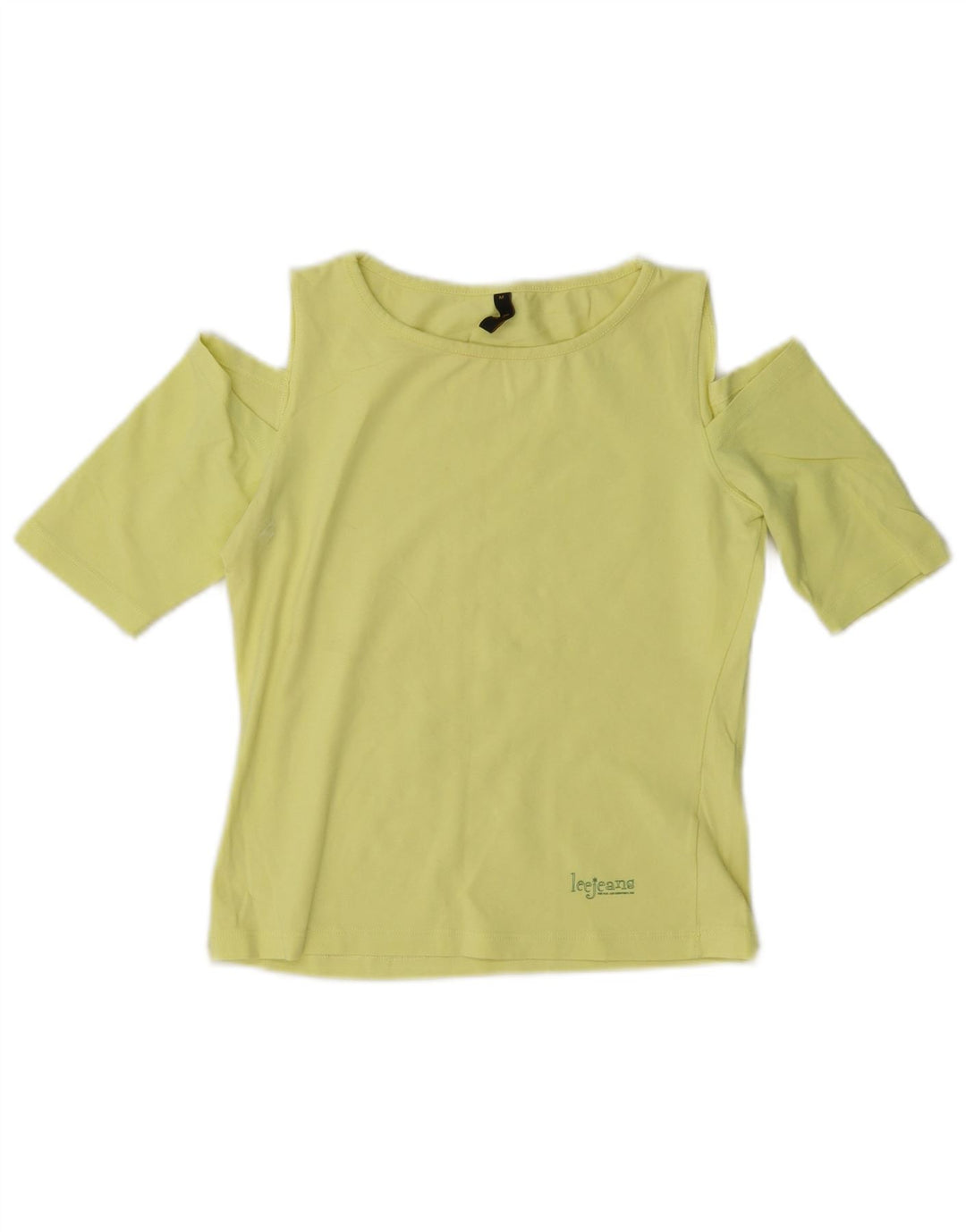 Lee Womens Crop Off Ombro Top Reino Unido 12 Algodão Amarelo Médio