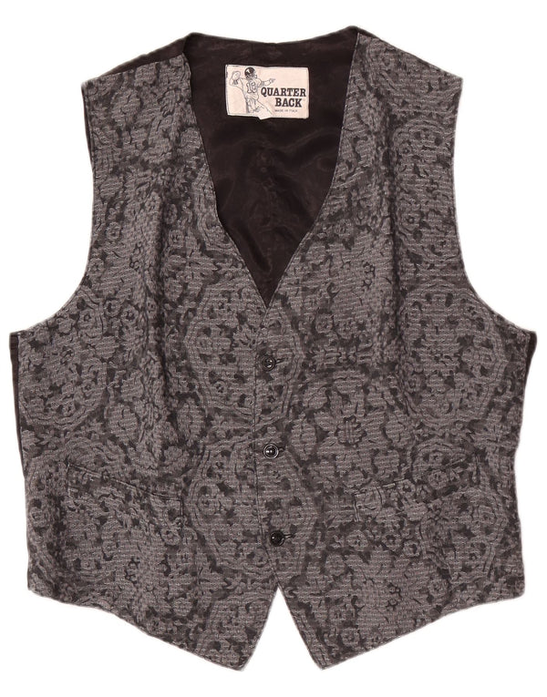 Colete masculino vintage grande cinza floral