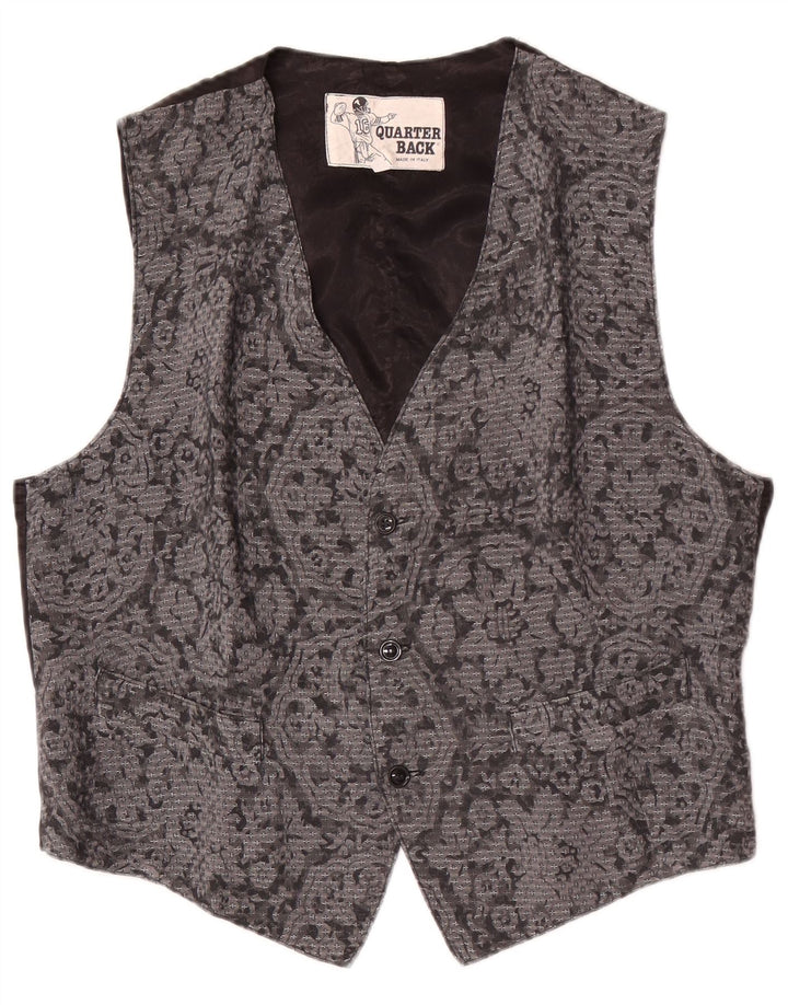 Colete masculino vintage grande cinza floral