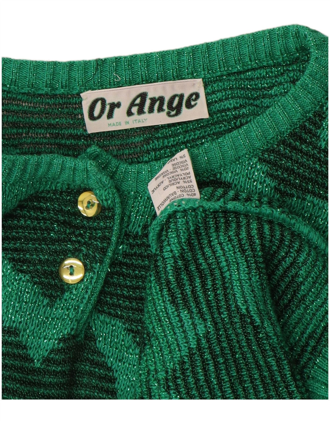 Suéter feminino vintage com estampa abstrata, gola redonda, Reino Unido 16, verde grande