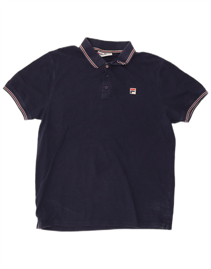 Camisa polo masculina Fila grande listrada azul marinho