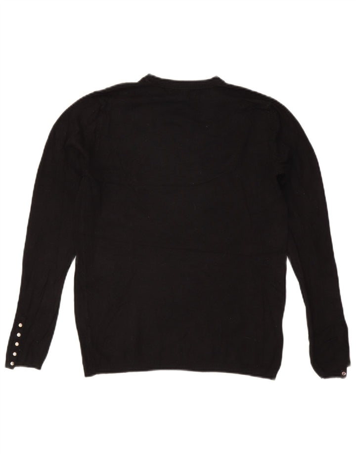 Zara Suéter feminino com gola redonda, Reino Unido 12 Médio Preto