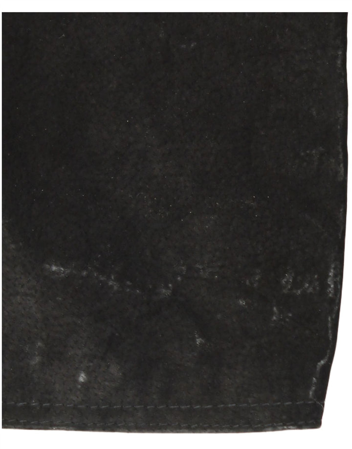 Calça feminina VINTAGE de camurça cônica W26 L30 preta