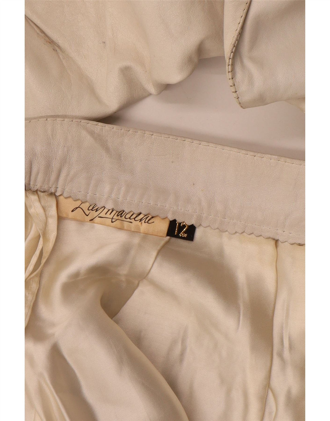 Conjunto de saia feminina vintage de couro de 2 peças Reino Unido 12 médio W26 branco