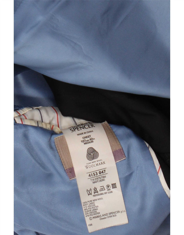 Jaqueta blazer masculina de 2 botões Marks & Spencer Reino Unido 42 grande azul marinho nova lã