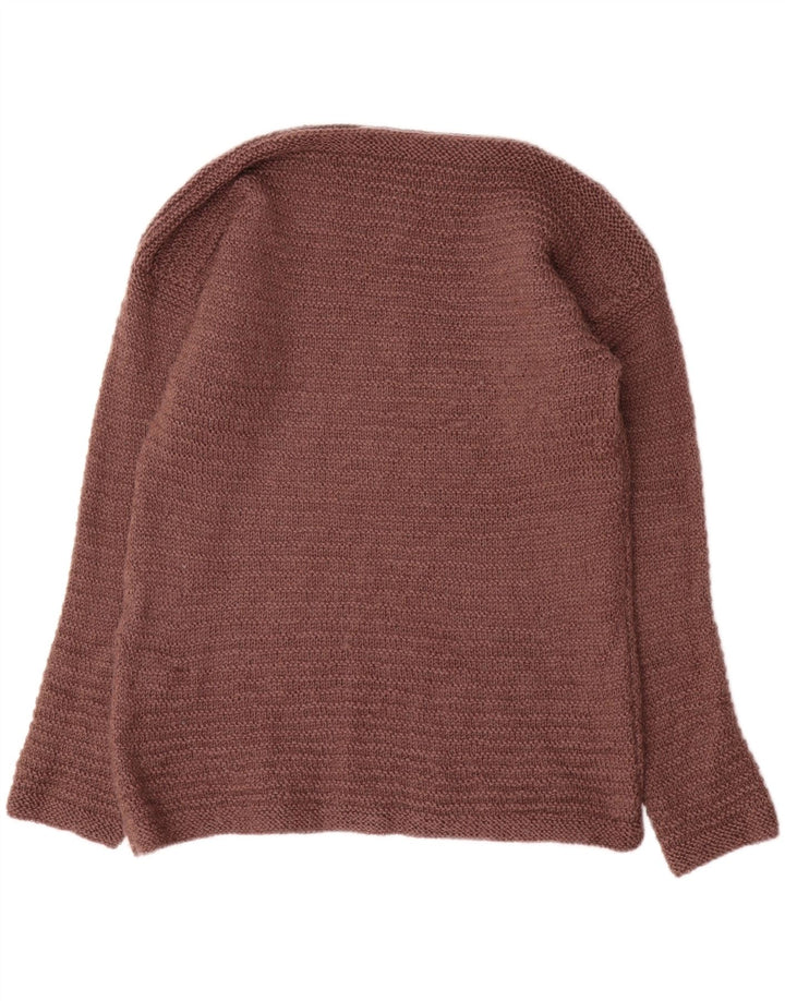 Suéter feminino vintage com gola canoa Reino Unido 14 marrom médio