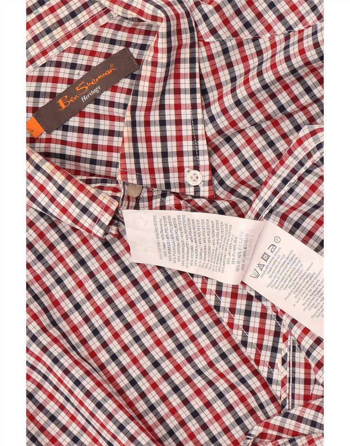 Ben Sherman Camisa masculina Heritage grande algodão xadrez vermelho