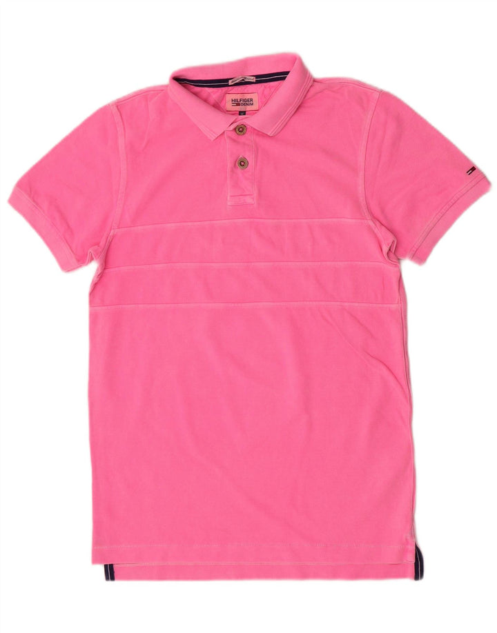 Camisa polo masculina Tommy Hilfiger médio algodão rosa