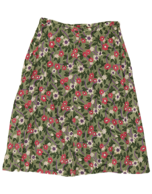 Saia feminina vintage linha A W28 verde médio floral
