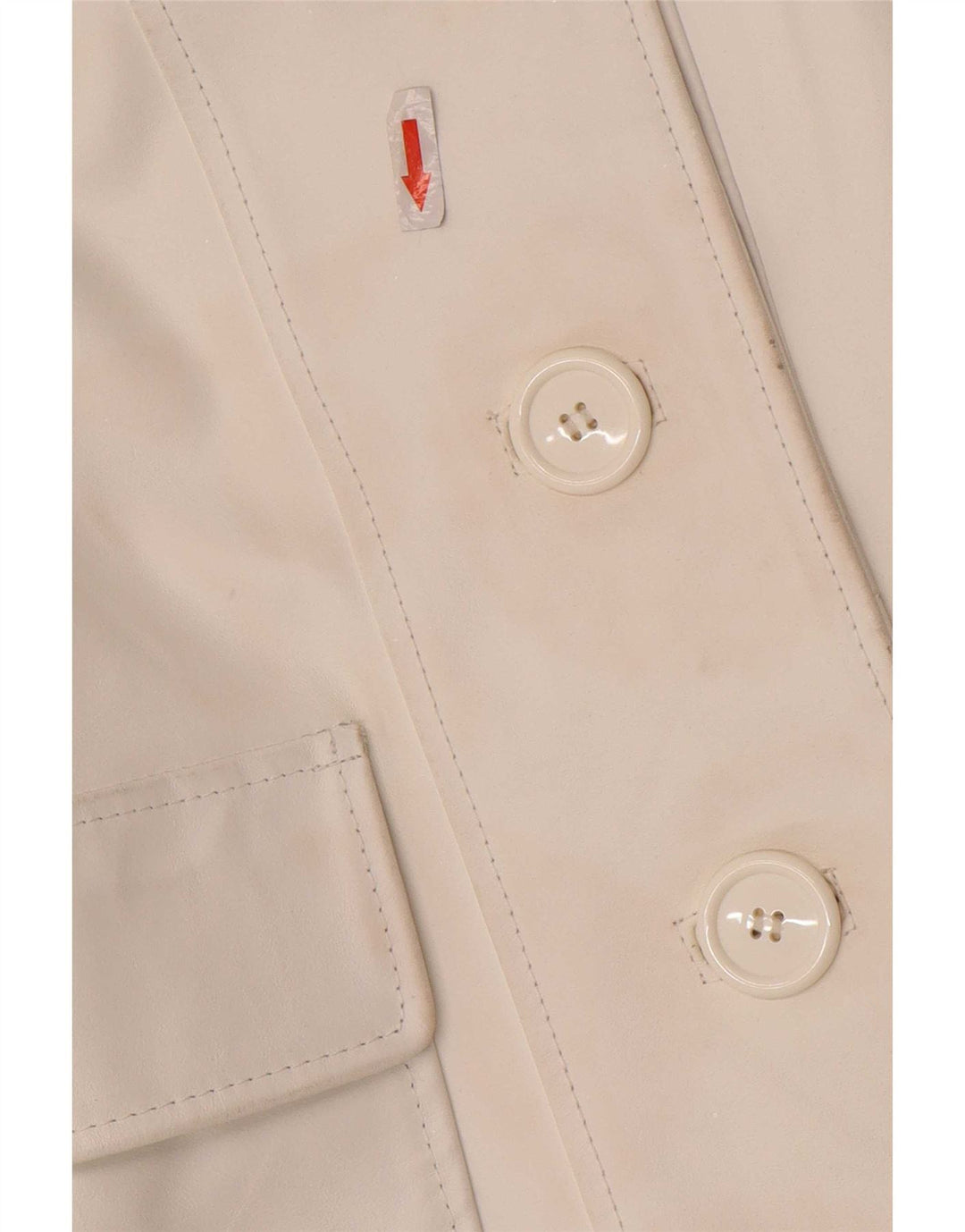 Jaqueta blazer feminina vintage de couro com 3 botões Reino Unido 10 pequena branca