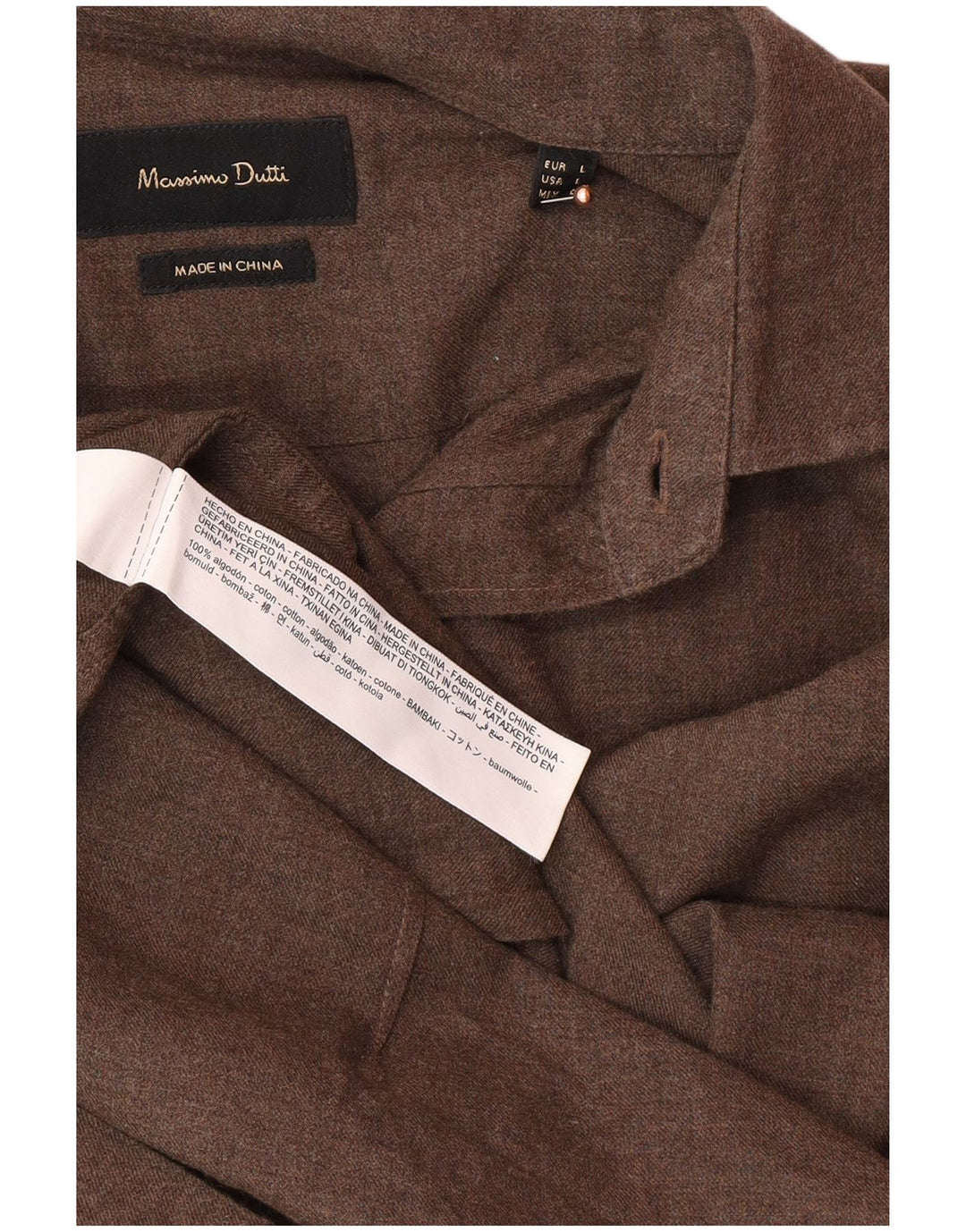 Camisa masculina MASSIMO DUTTI grande algodão marrom