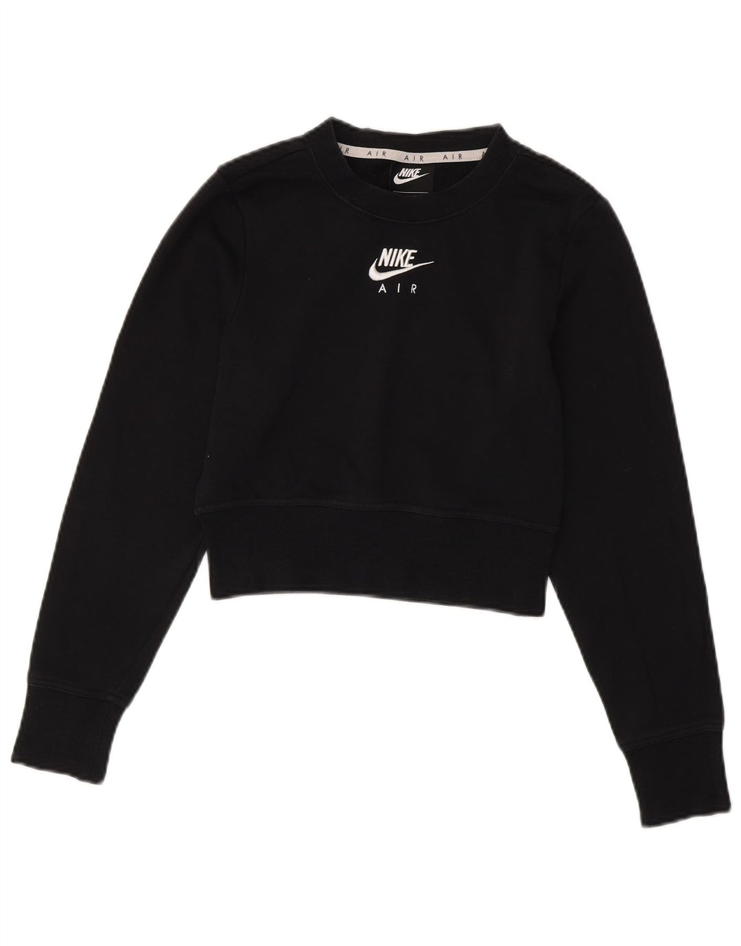 Moletom feminino Nike Crop Graphic Jumper UK 6 XS preto algodão
