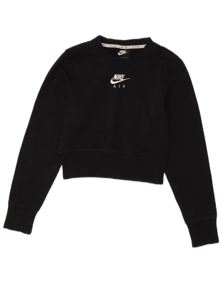 Moletom feminino Nike Crop Graphic Jumper UK 6 XS preto algodão