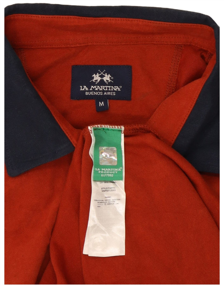 Camisa polo masculina de manga comprida La Martina médio algodão vermelho