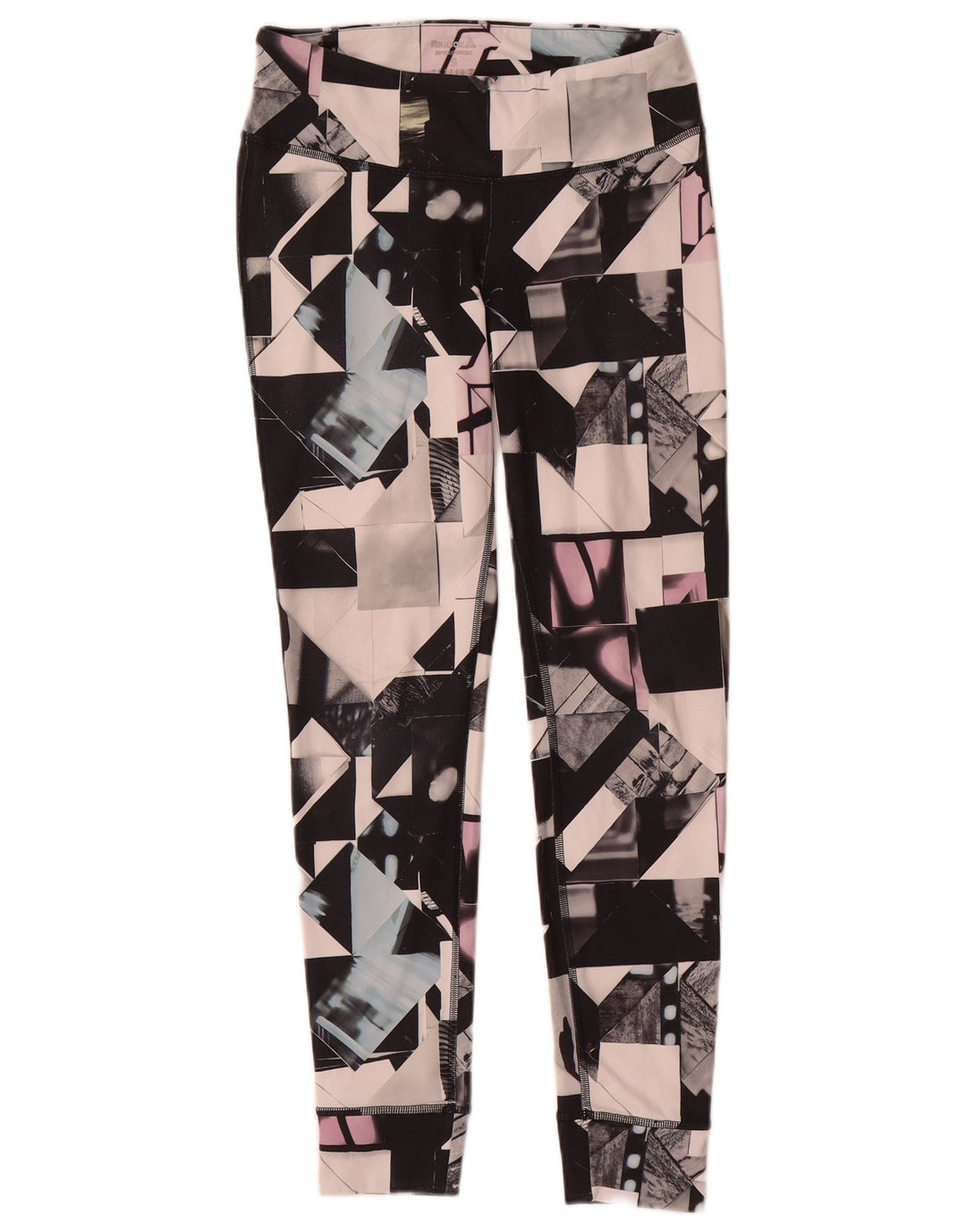Leggings femininas Reebok UK 8/10 pequenas poliéster geométrico multicolorido