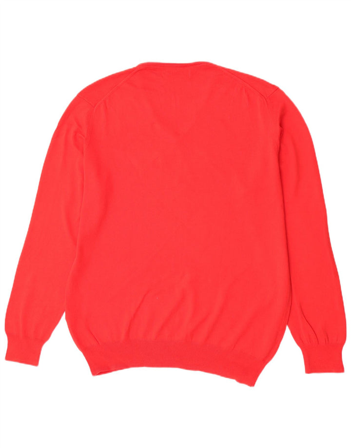 Zara Suéter masculino com decote em V XL algodão vermelho
