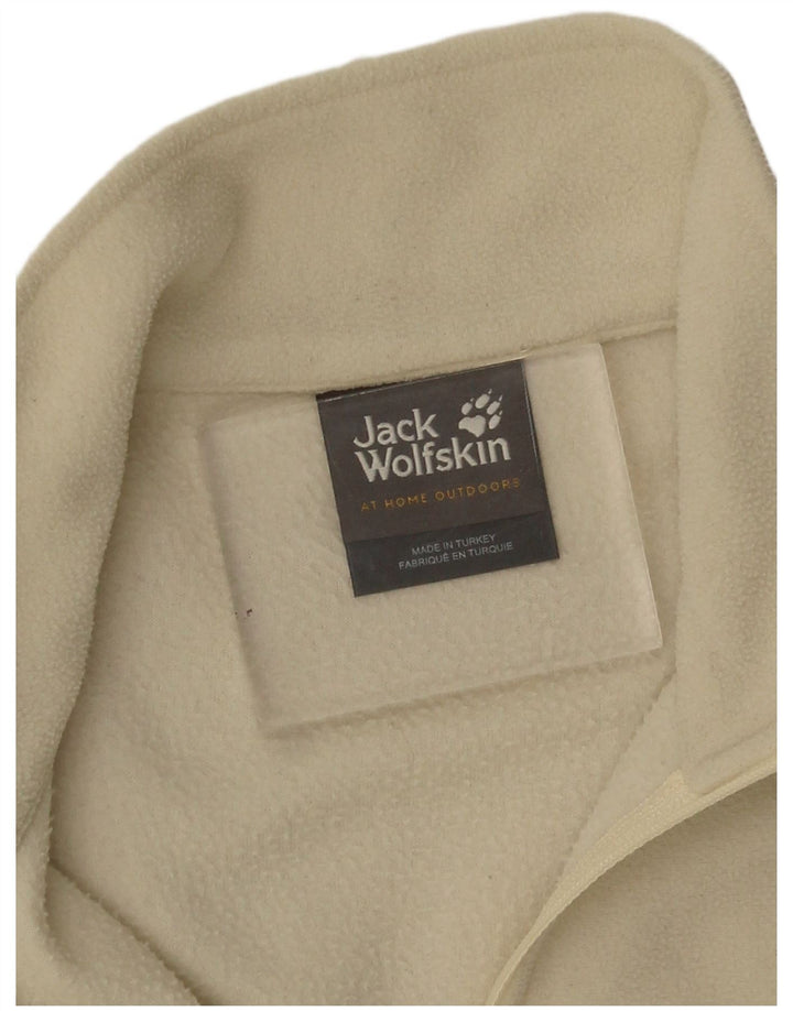 Suéter de lã feminino Jack Wolfskin com zíper e gola UK 12 poliéster bege médio