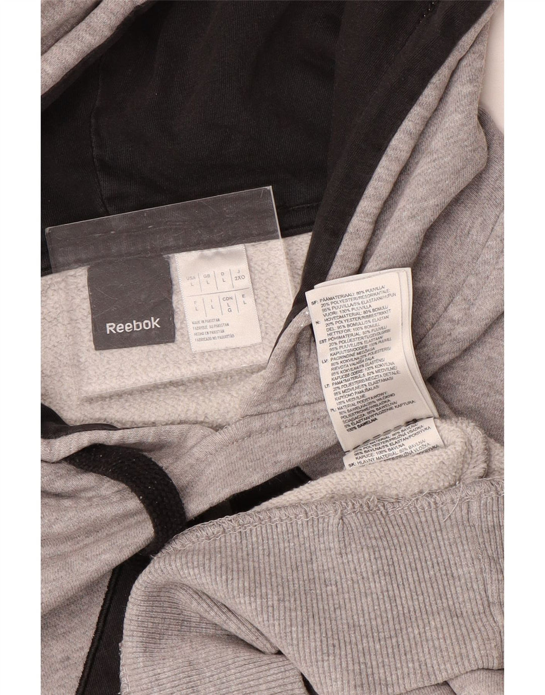 Reebok Mens Graphic Hoodie Jumper Grande Algodão Cinza
