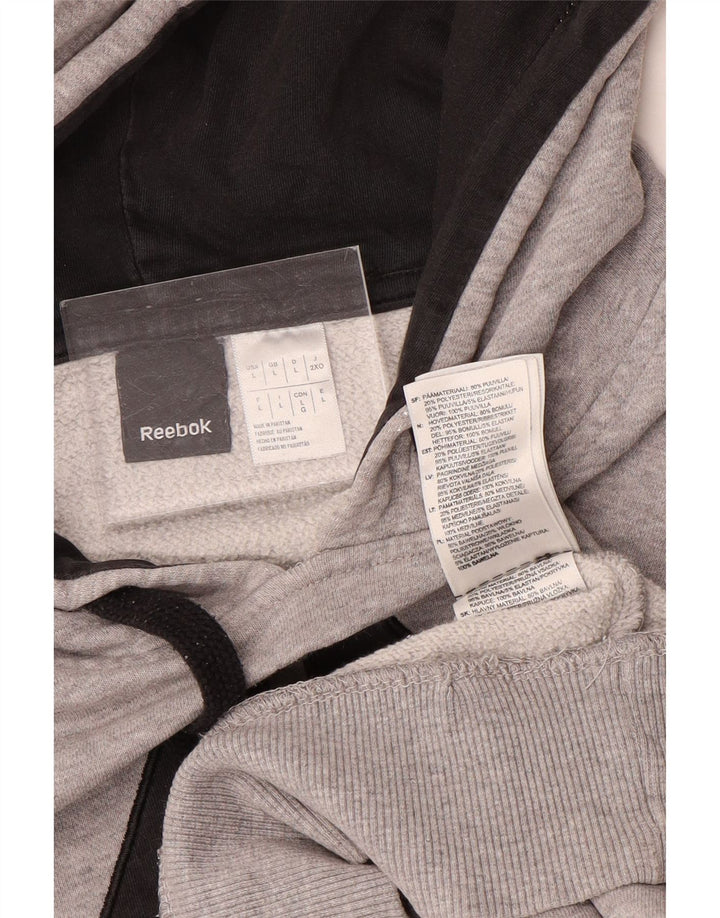 Reebok Mens Graphic Hoodie Jumper Grande Algodão Cinza