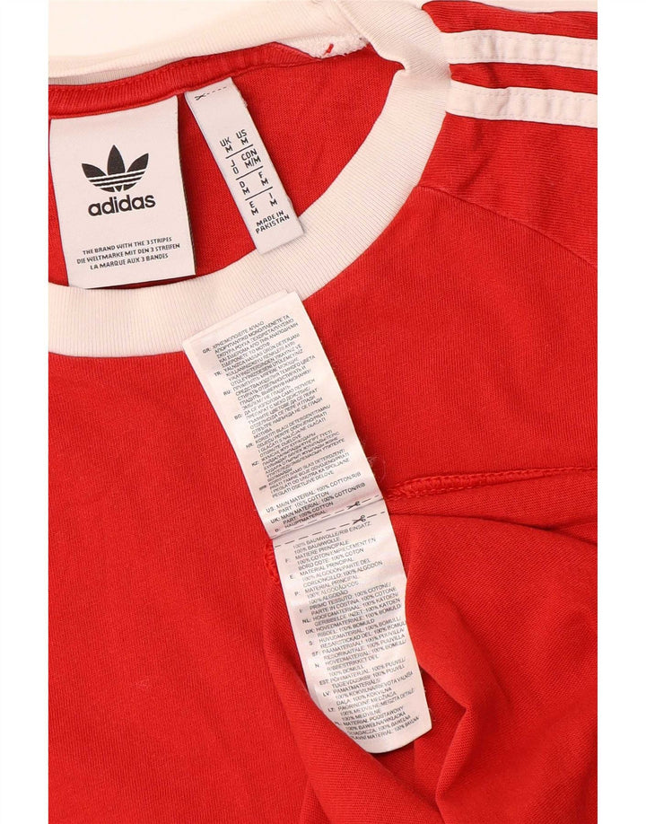 Adidas Mens Camiseta Top Médio Algodão Vermelho