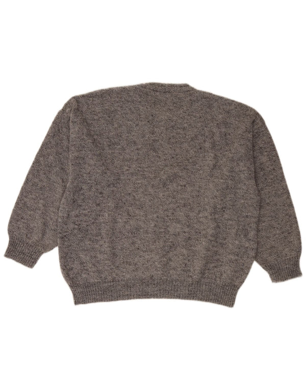 Suéter vintage masculino com gola redonda XL cinza