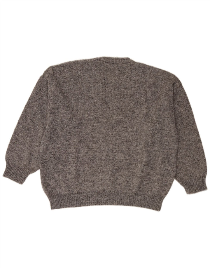 Suéter vintage masculino com gola redonda XL cinza
