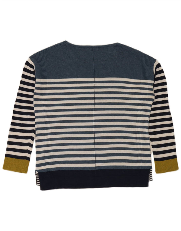 Suéter feminino com gola canoa White Stuff Reino Unido 8 listrado azul pequeno