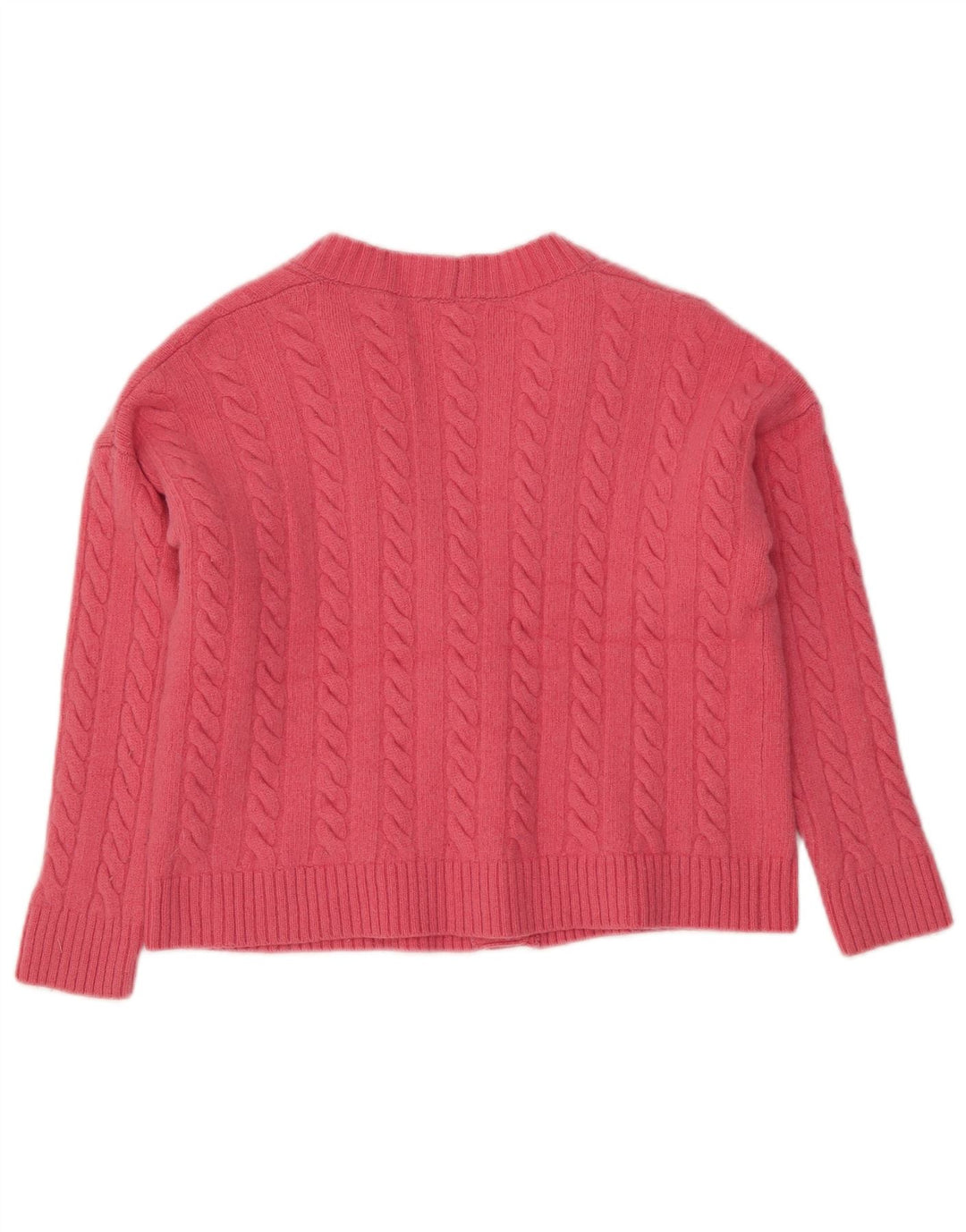 Suéter cardigã feminino BENETTON UK 14 lã rosa médio