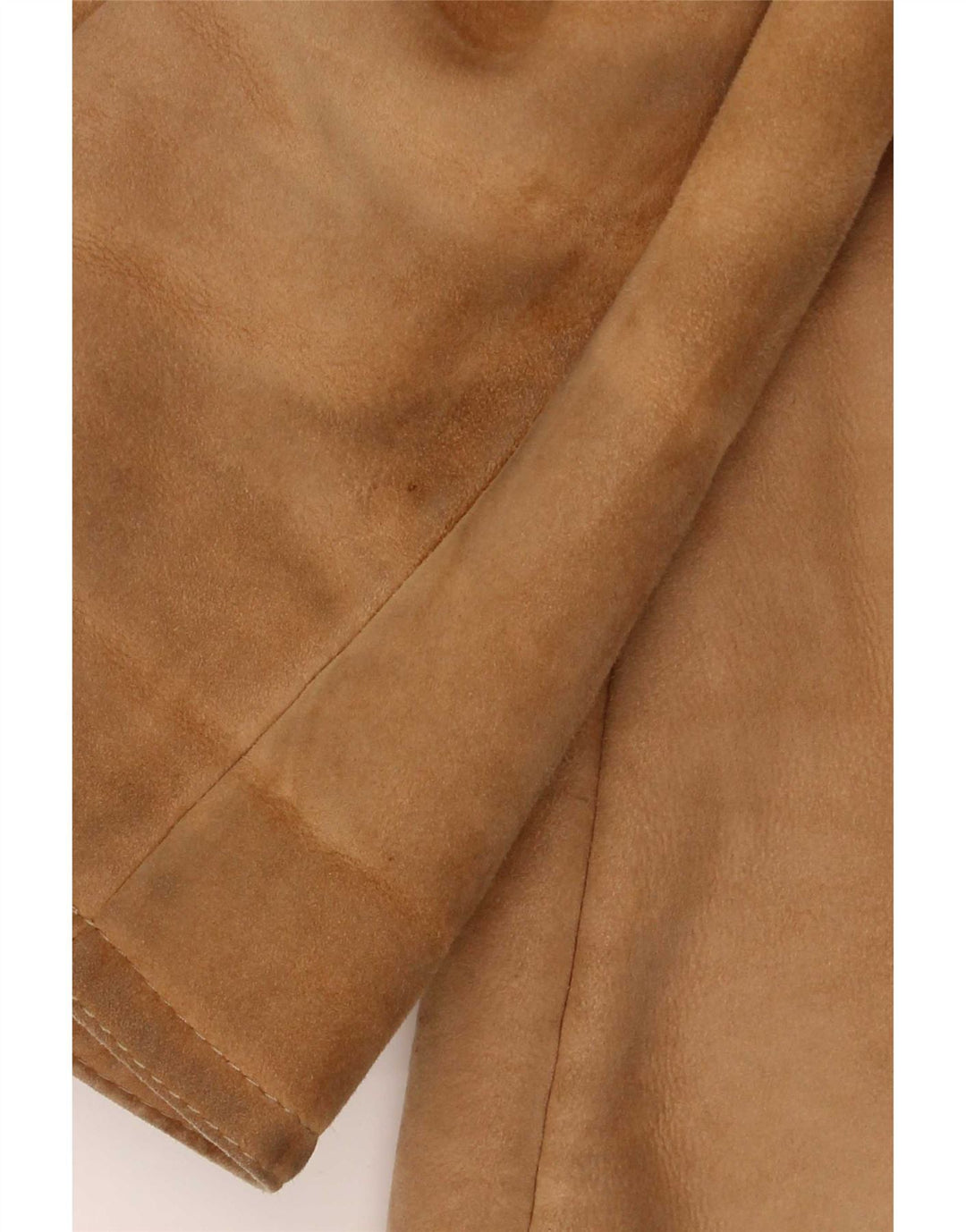 Jaqueta feminina vintage com capuz Shearling UK 12 Médio Bege