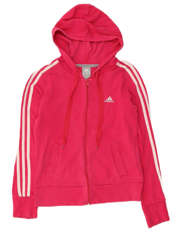 Suéter adidas feminino com capuz e zíper UK 8 pequeno algodão rosa