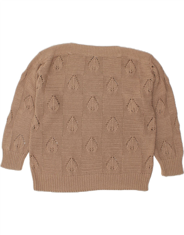 VINTAGE Womens Boat Neck Jumper Sweater UK 20 2XL Brown Cotton Vintage Vintage and Second-Hand Vintage from Messina Hembry 