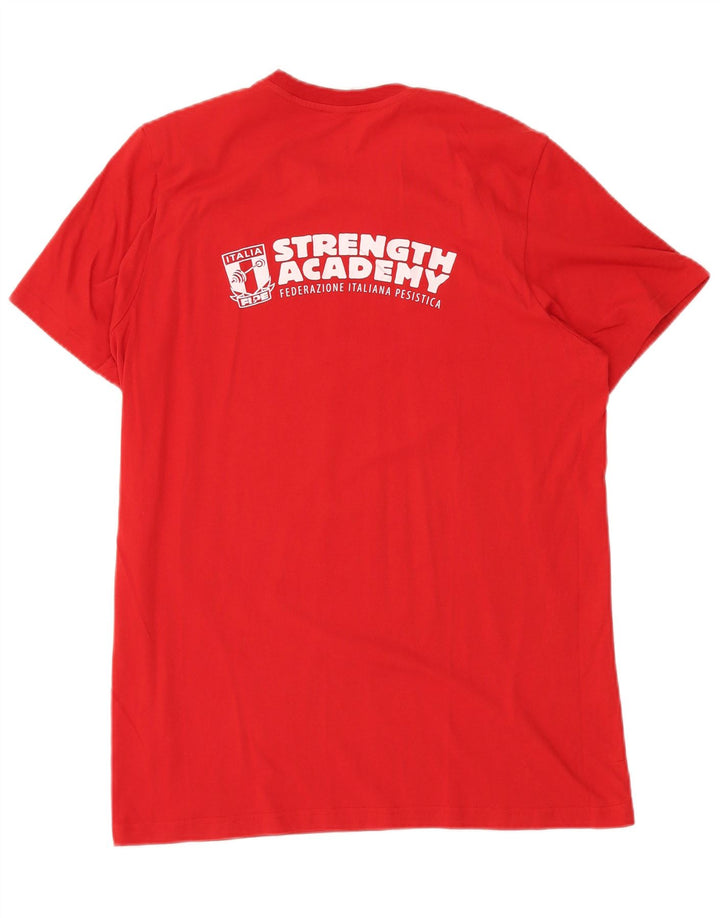 ADIDAS Mens Italia Graphic T-Shirt Top Grande Algodão Vermelho