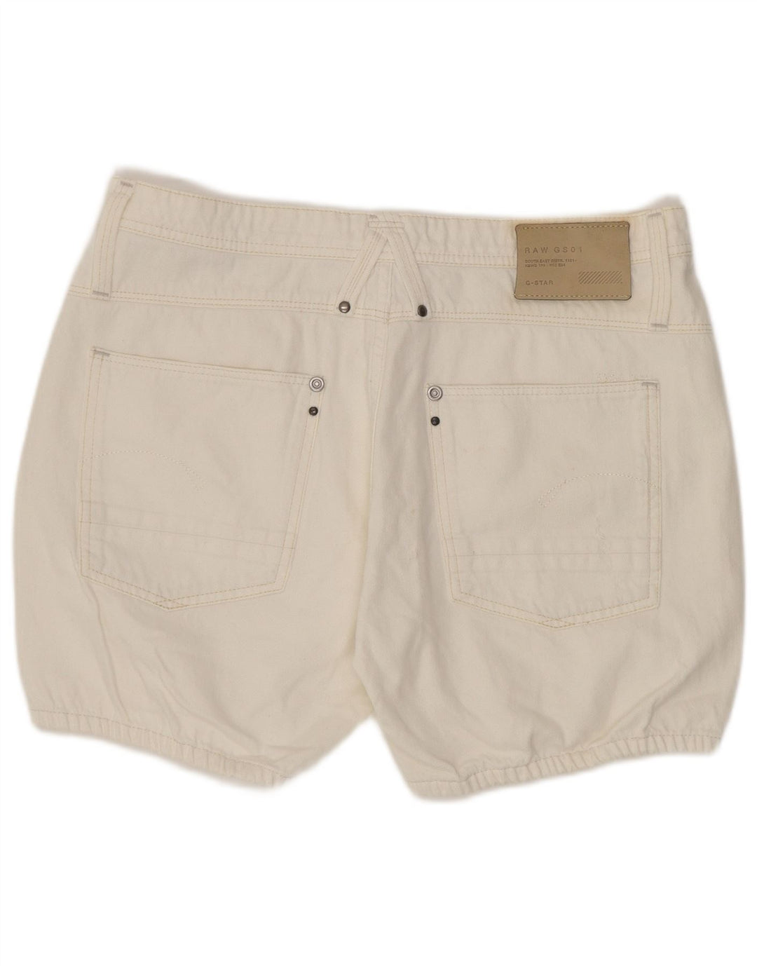 Shorts jeans feminino G-Star W27 pequeno algodão branco