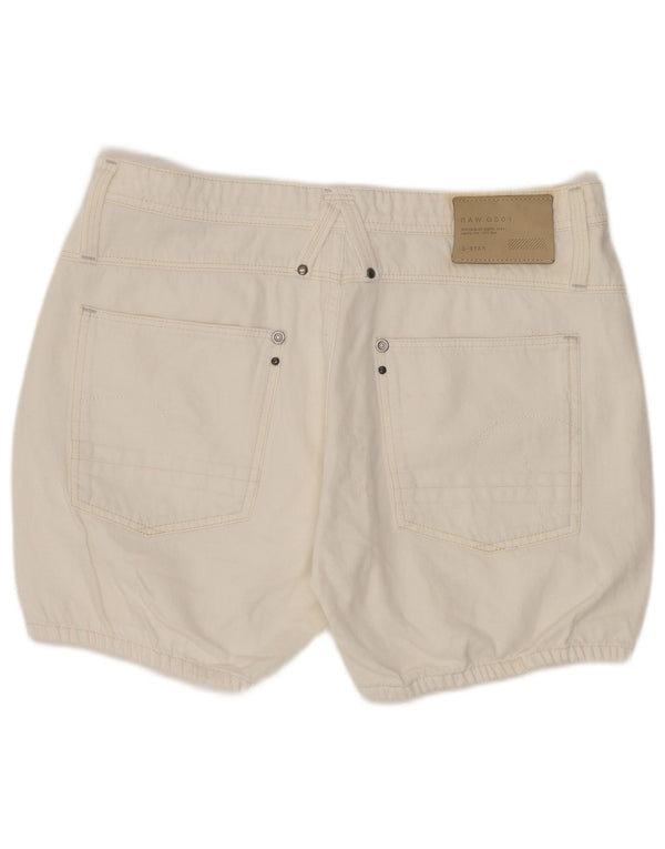 Shorts jeans feminino G-Star W27 pequeno algodão branco