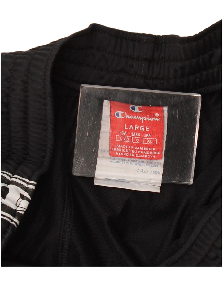Calça esportiva masculina Champion com estampa gráfica grande de poliéster preto