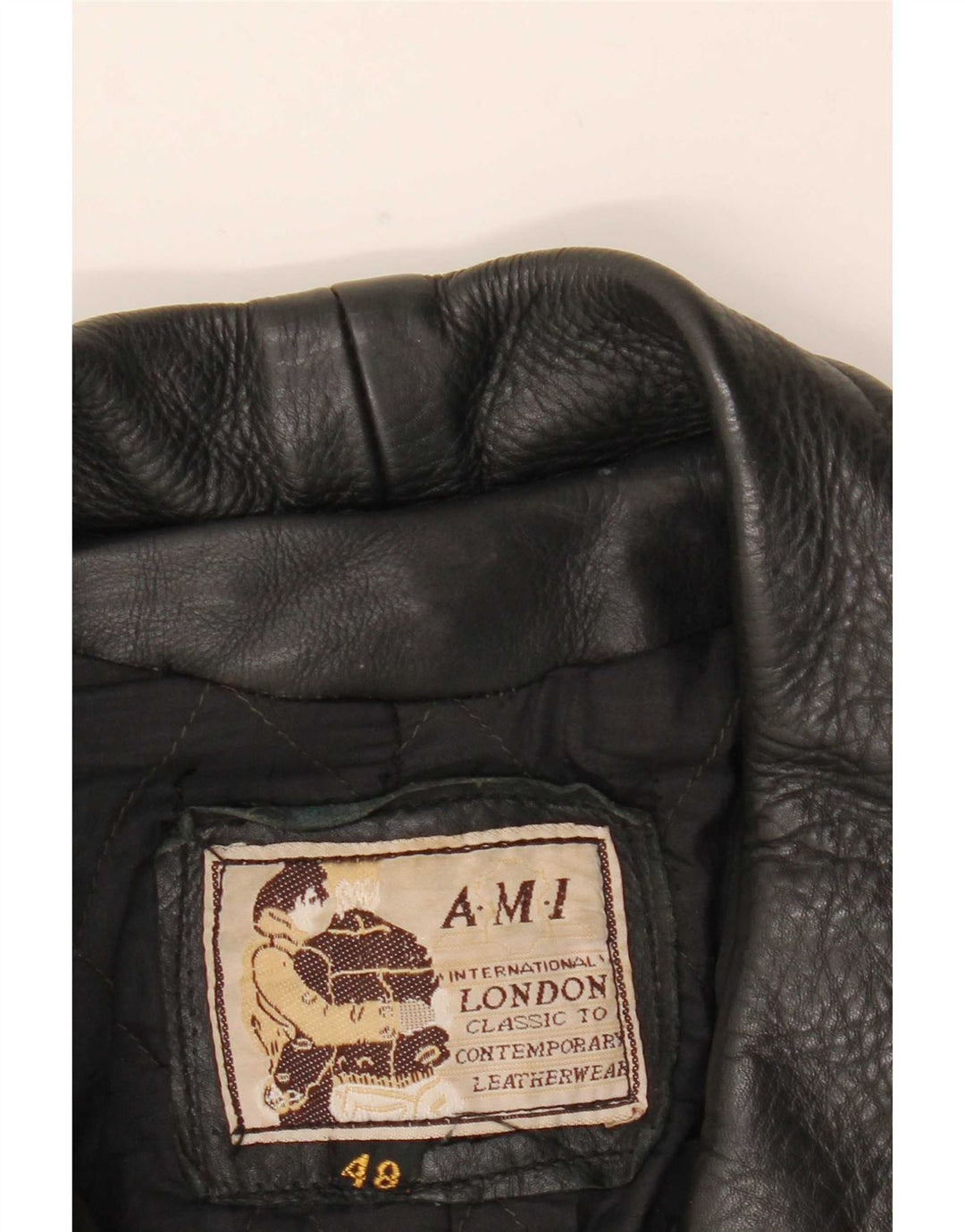 Jaqueta masculina de couro para motociclista AMI UK 48 4XL preta
