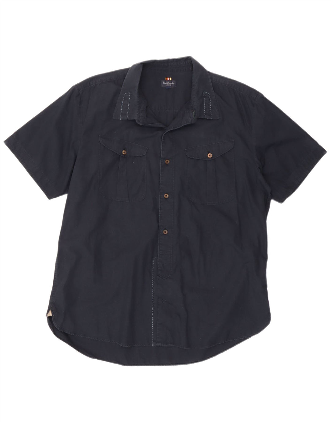 Camisa masculina de manga curta Paul Smith 2XL algodão azul marinho