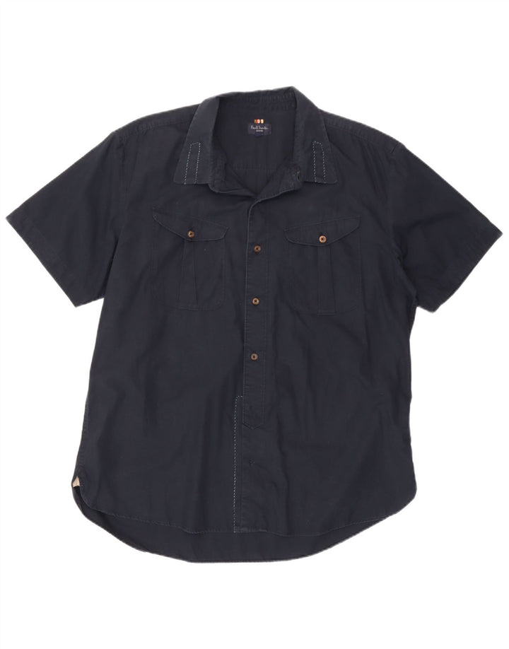 Camisa masculina de manga curta Paul Smith 2XL algodão azul marinho