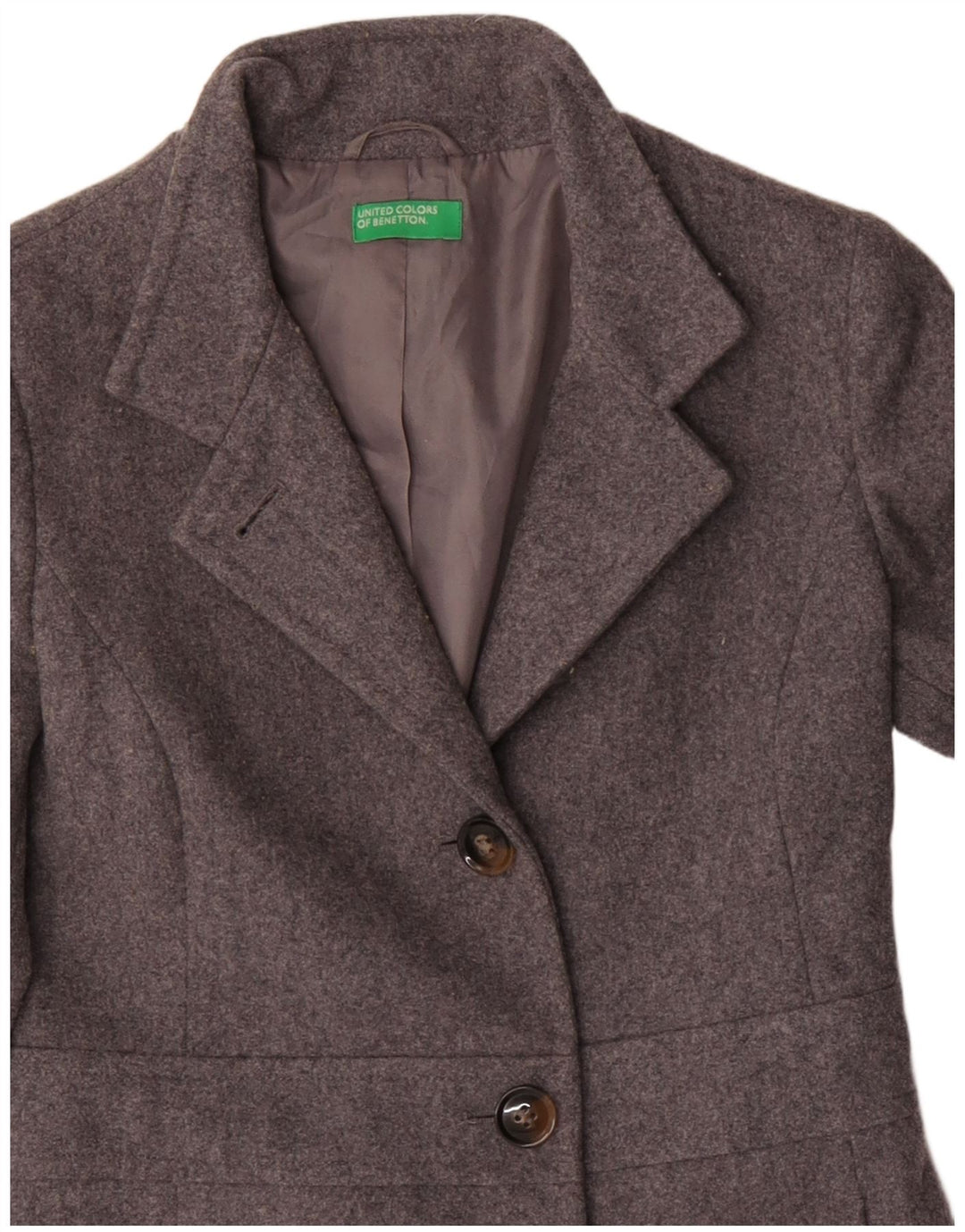 Sobretudo feminino Benetton UK 8 pequeno lã cinza