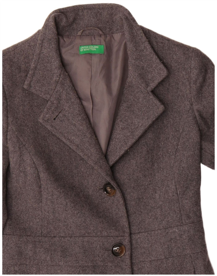 Sobretudo feminino Benetton UK 8 pequeno lã cinza