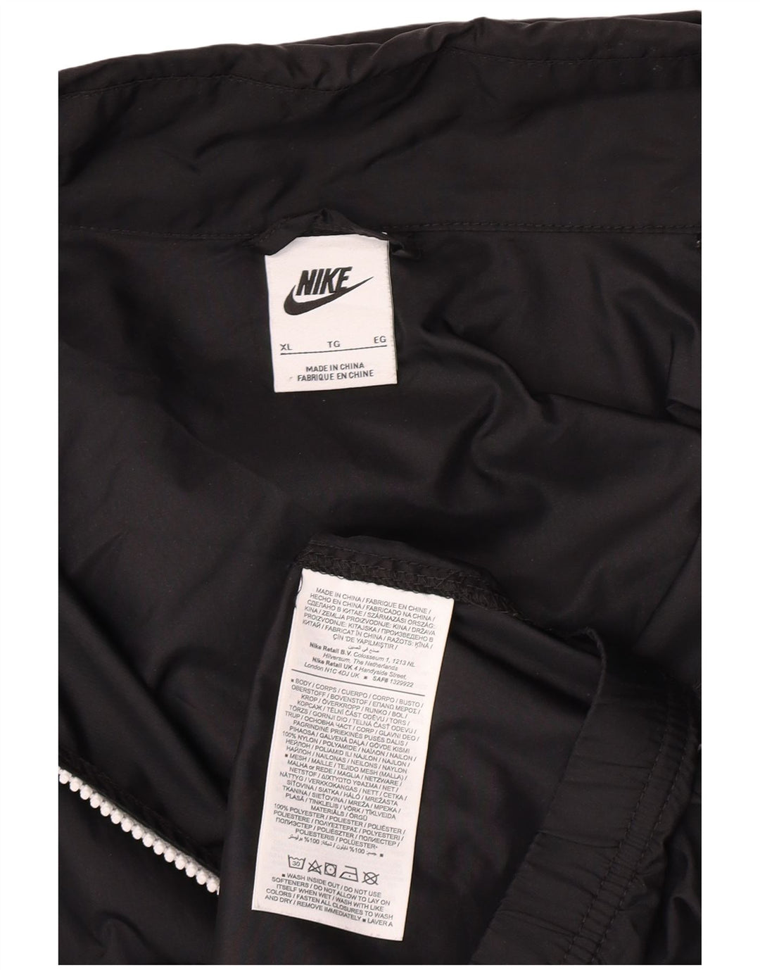 Jaqueta de chuva masculina Nike XL com capuz e nylon preto