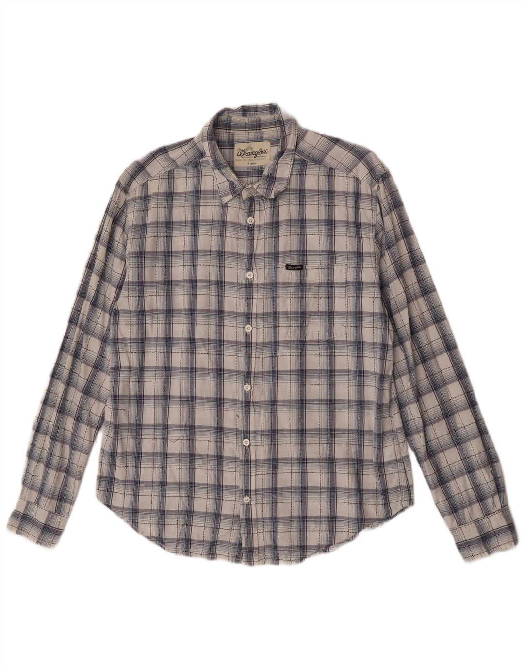 Camisa masculina Wrangler XL azul marinho xadrez algodão