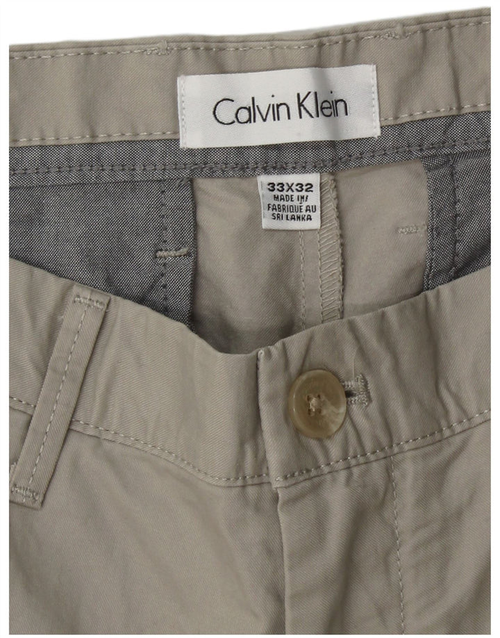 CALVIN KLEIN Calça Chino Masculina Reta W33 L32 Algodão Cinza