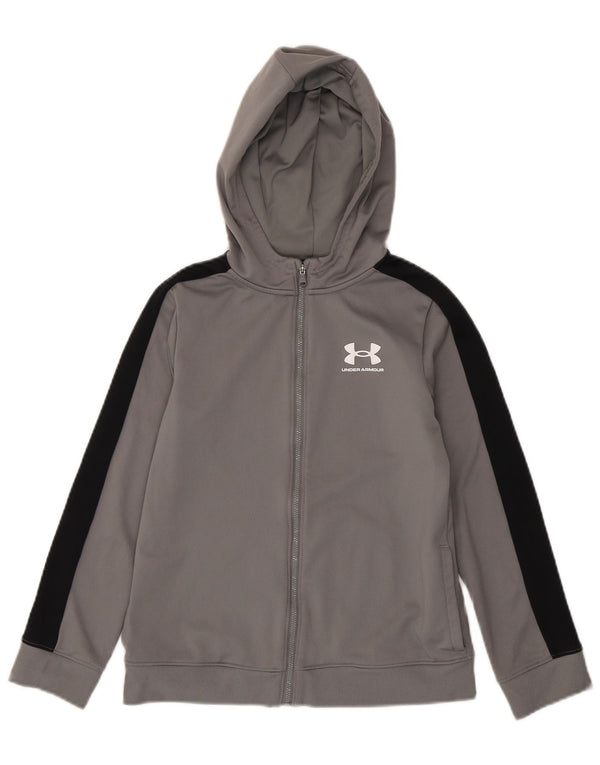 Suéter Under Armour Boys Zip com capuz 9-10 anos cinza médio bloco colorido