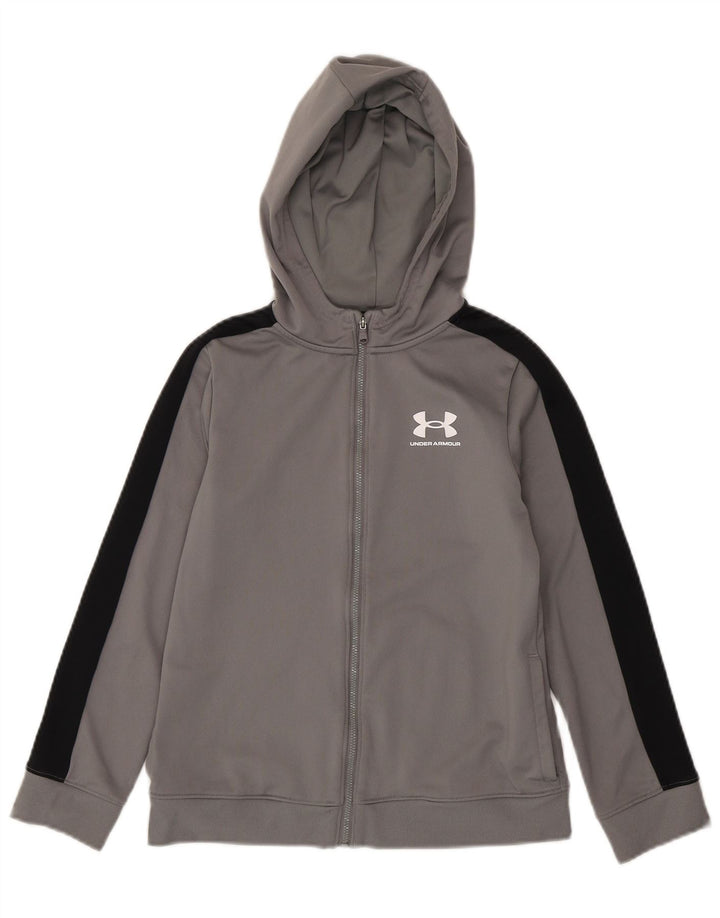Suéter Under Armour Boys Zip com capuz 9-10 anos cinza médio bloco colorido