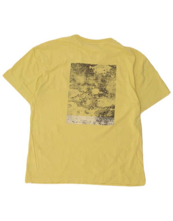Camiseta masculina Calvin Klein Comfort Fit gráfica top médio algodão amarelo