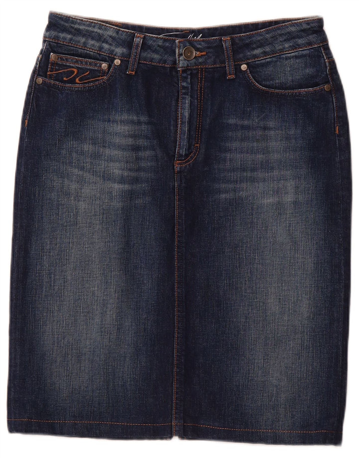 Saia jeans feminina TOMMY HILFIGER EUA 10 grande W30 algodão azul marinho