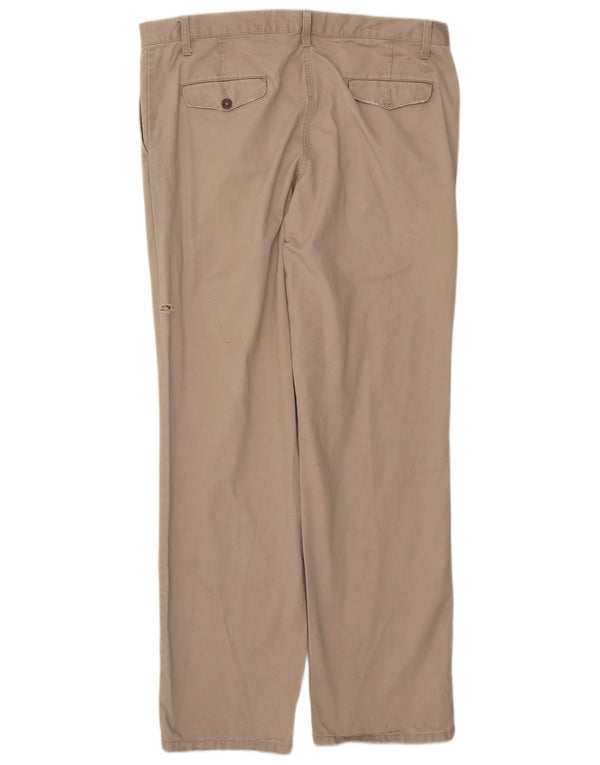 Dockers Mens Straight Chino Calças W38 L34 Algodão Bege