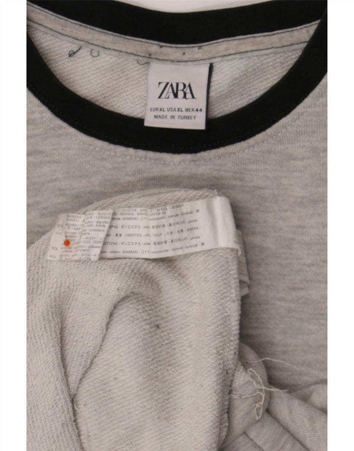 Zara Moletom Masculino Jumper XL Cinza Colorblock Algodão