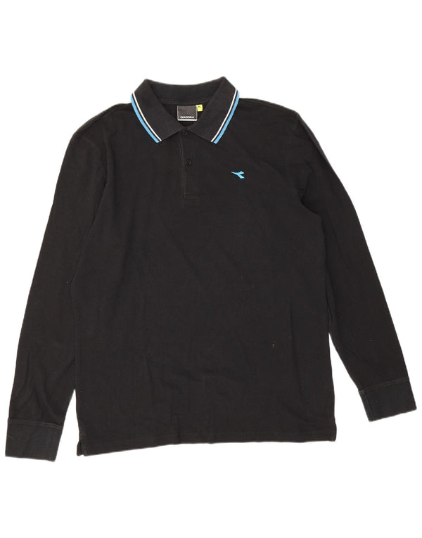 Camisa polo masculina de manga comprida Diadora XL preto algodão